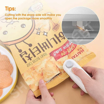 2-in-1 Mini Bag Sealer & Cutter – USB Rechargeable Portable Heat Sealing Machine