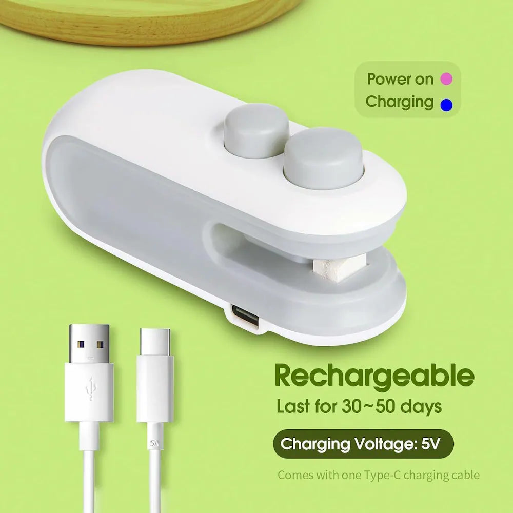 2-in-1 Mini Bag Sealer & Cutter – USB Rechargeable Portable Heat Sealing Machine